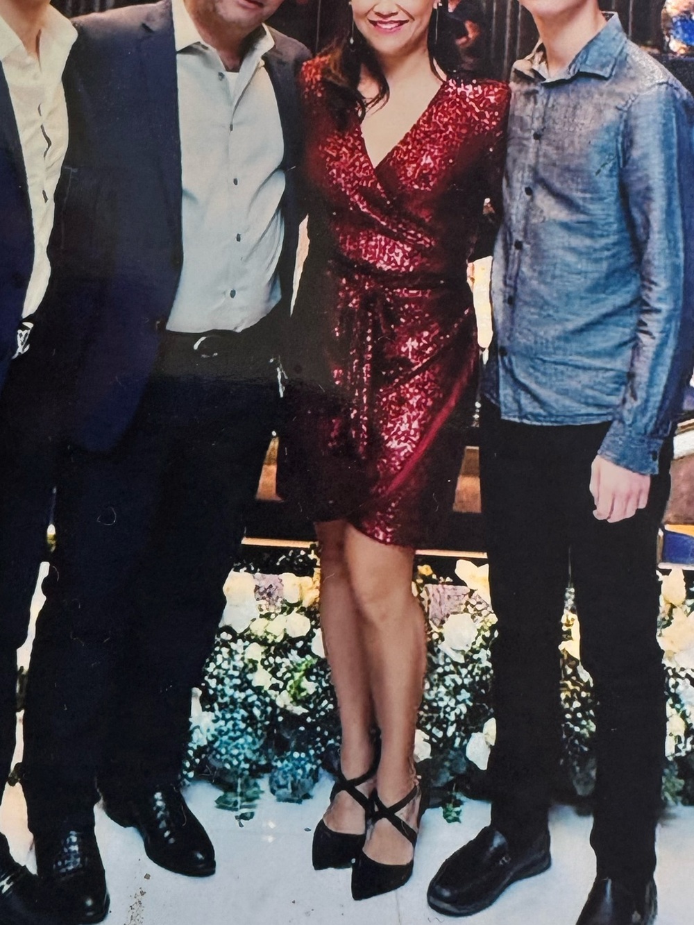 Gianni Bini Red Sequin Wrap Dress